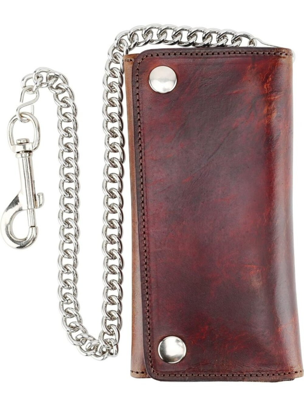 Vintage Leather RFID Blocking Men's Tri-Fold Wallet with Chain - USA Made